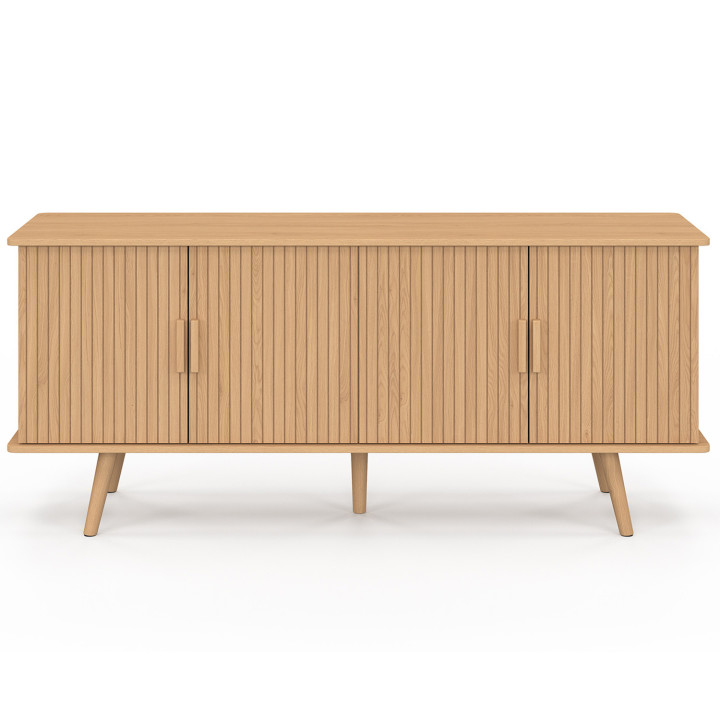 Credenza in legno color rovere 140cm 4 ante a doghe - JULIETTE | ID Market
