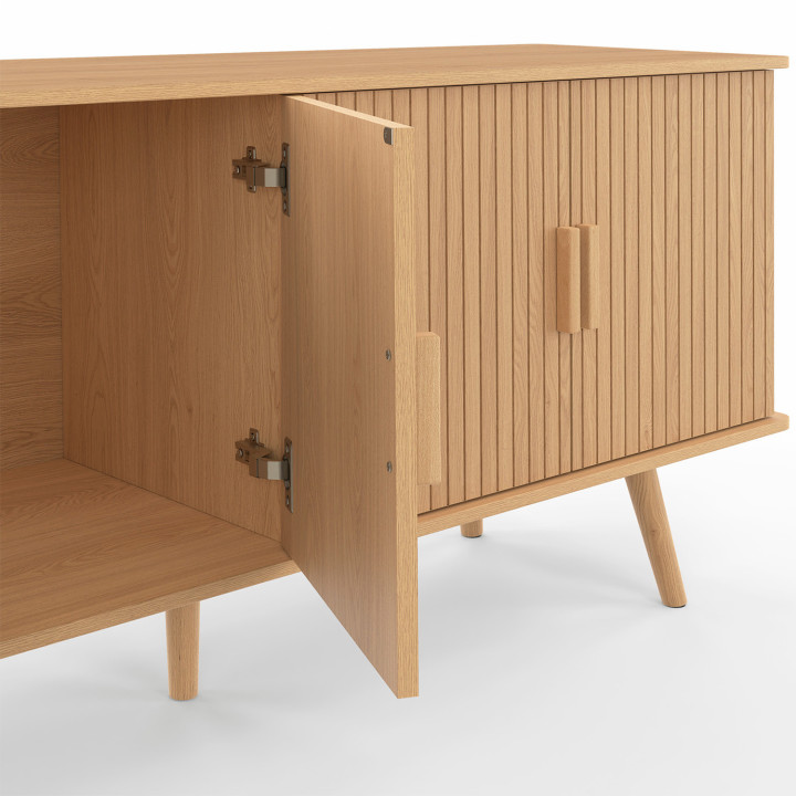 Credenza in legno color rovere 140cm 4 ante a doghe - JULIETTE | ID Market