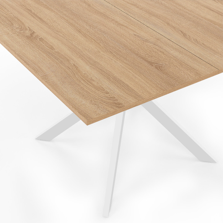 Tavolo da pranzo quadrato per 8 persone, legno e gambe a ragno in metallo bianco 110cm - ALIX | ID Market
