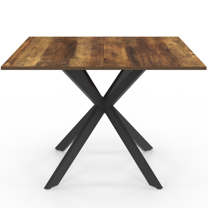 Tavolo da pranzo quadrato per 8 persone in legno scuro e gambe a ragno in metallo nero 110cm - ALIX | ID Market
