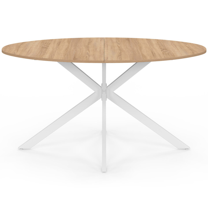 Tavolo da pranzo ovale per 8 persone, legno e gambe a ragno in metallo bianco 150cm - ALIX | ID Market