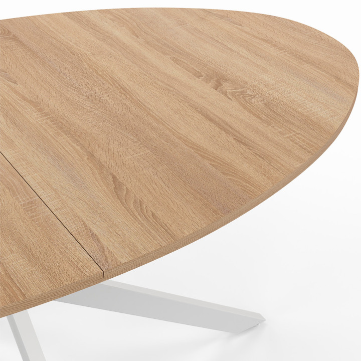Tavolo da pranzo ovale per 8 persone, legno e gambe a ragno in metallo bianco 150cm - ALIX | ID Market