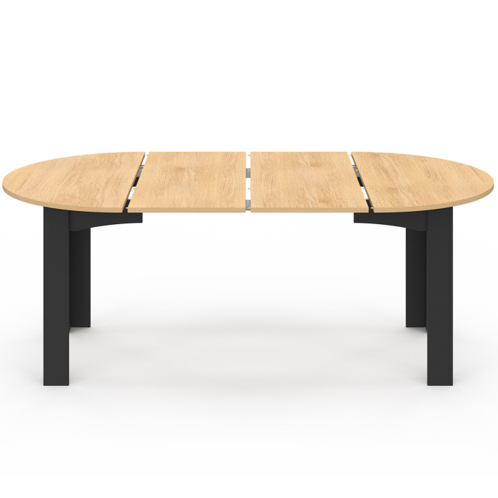 Tavolo da pranzo rotondo allungabile 4-10 persone in legno e nero 110-200cm - DONA | ID Market
