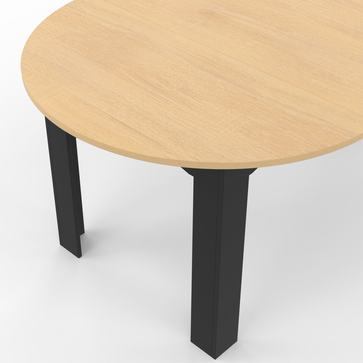 Tavolo da pranzo rotondo allungabile 4-10 persone in legno e nero 110-200cm - DONA | ID Market