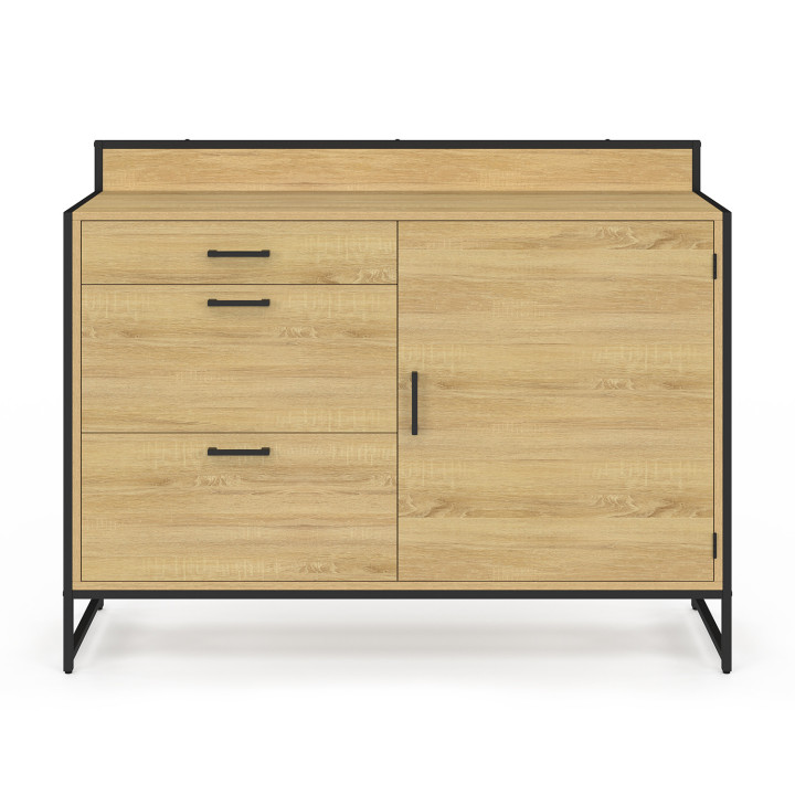 Comò da cucina a 3 cassetti di design industriale 120 cm - DETROIT | DETROIT IDMarket
