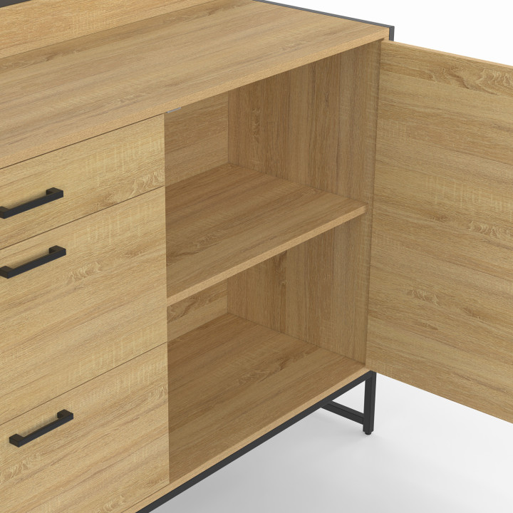 Comò da cucina a 3 cassetti di design industriale 120 cm - DETROIT | DETROIT IDMarket