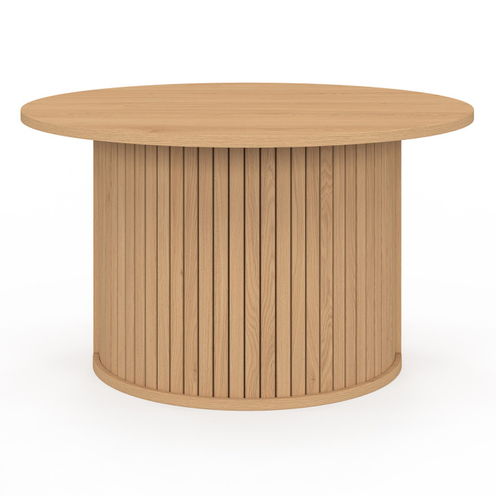 Tavolino rotondo in doghe di legno color rovere - JULIETTE | IDMarket