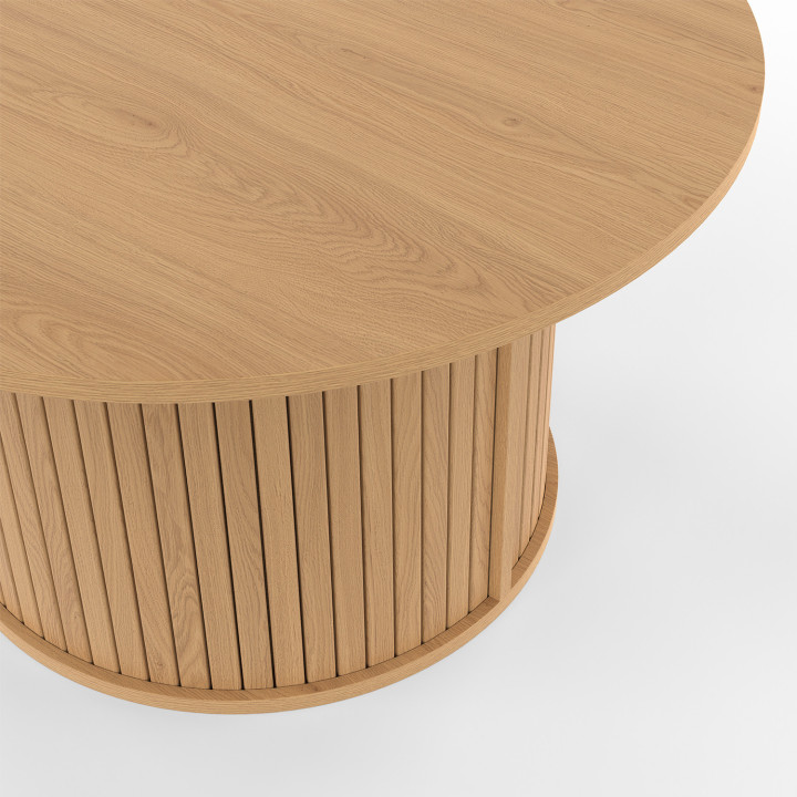 Tavolino rotondo in doghe di legno color rovere - JULIETTE | IDMarket