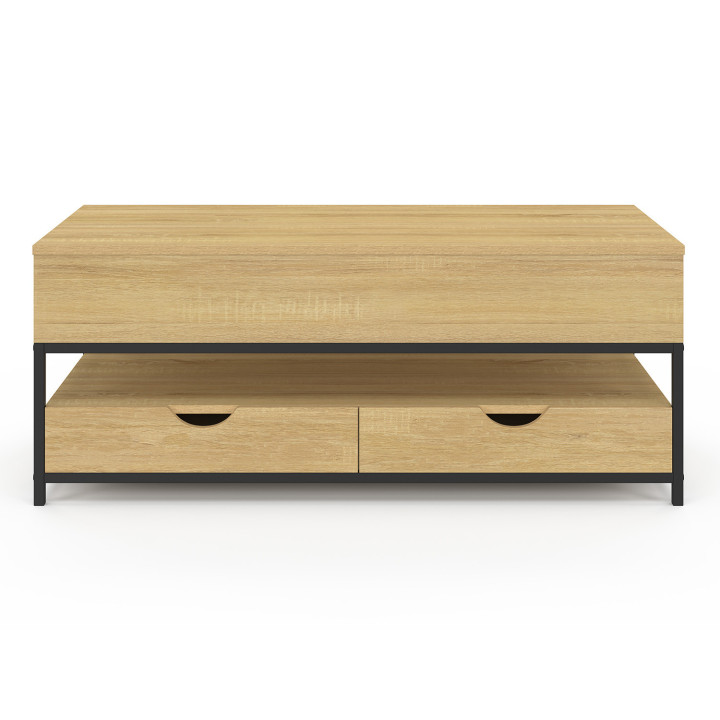 Tavolino rettangolare con piano sollevabile e 2 cassetti - DETROIT | IDMarket