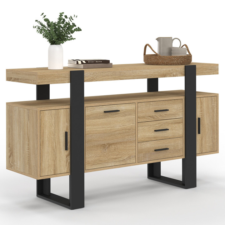 Credenza 140 cm, legno e nero - PHOENIX | IDMarket