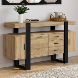 Credenza 140 cm, legno e nero - PHOENIX | IDMarket