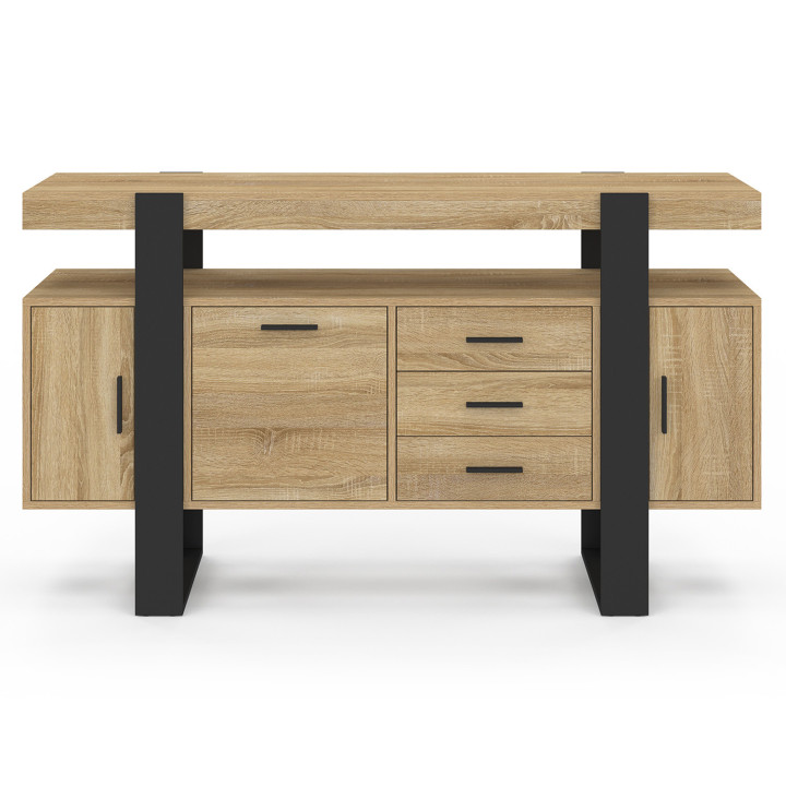 Credenza 140 cm, legno e nero - PHOENIX | IDMarket
