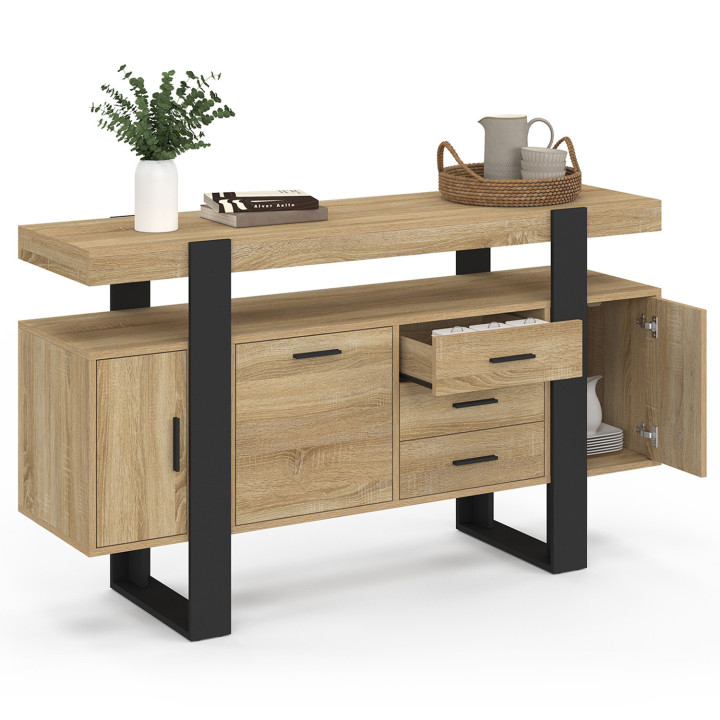 Credenza 140 cm, legno e nero - PHOENIX | IDMarket