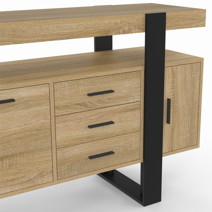 Credenza 140 cm, legno e nero - PHOENIX | IDMarket