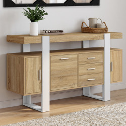 Credenza 140 cm, legno e bianco - PHOENIX | IDMarket