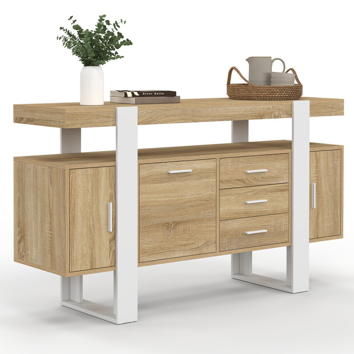 Credenza 140 cm, legno e bianco - PHOENIX | IDMarket