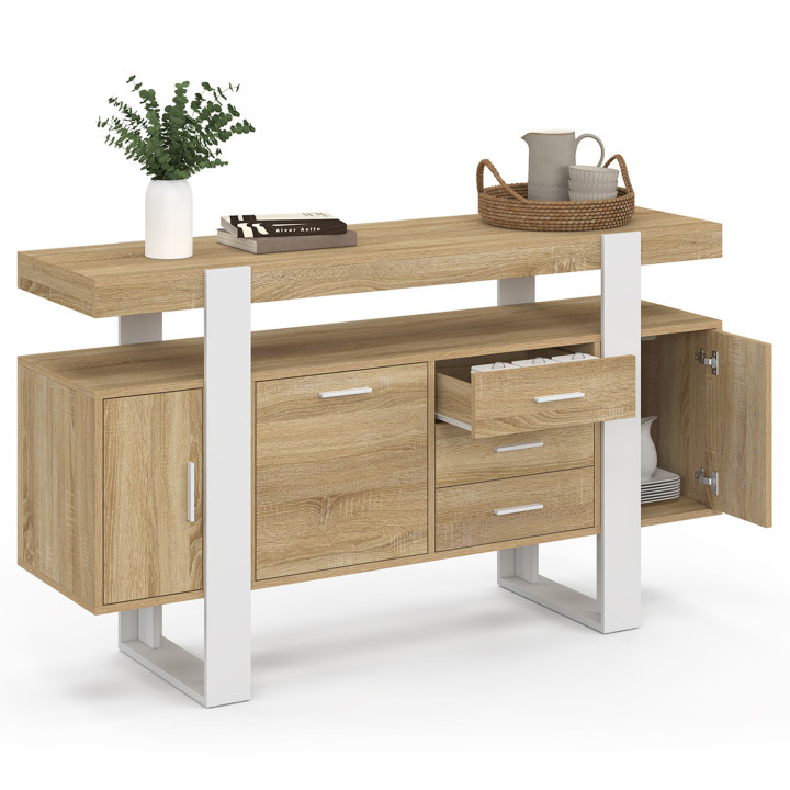 Credenza 140 cm, legno e bianco - PHOENIX | IDMarket
