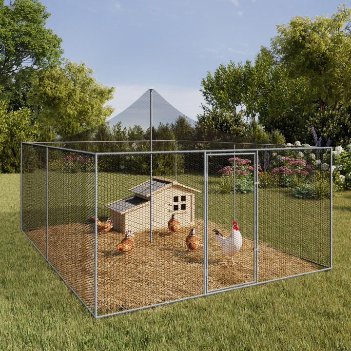 Recinto per voliera 12m² 3x4 m con tetto e rete in acciaio zincato | ID Market