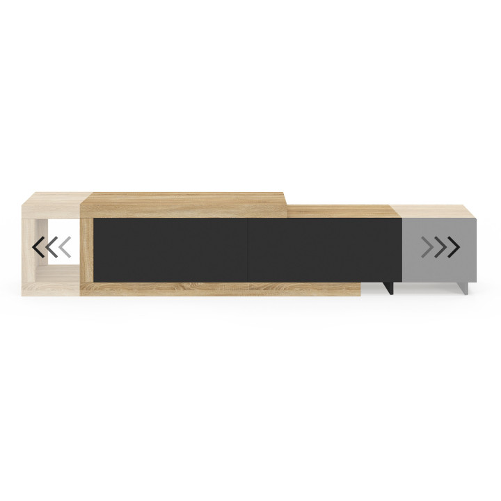 Porta TV estensibile a 2 ante in legno e nero - RAPHAEL | The Art of Living IDMarket