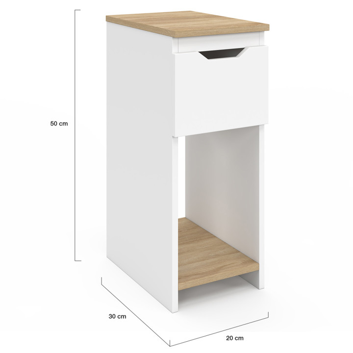Comodini con 1 cassetto e una nicchia in bianco e legno - ANOUK | ID Market
