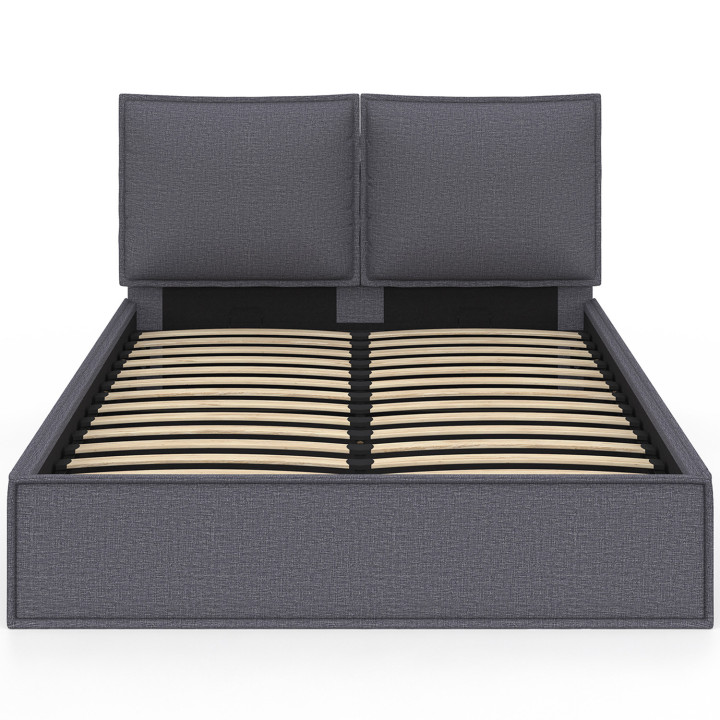 Letto matrimoniale a cassettone, testata, cuscino, base grigio antracite - PILOU | PILOU IDMarket