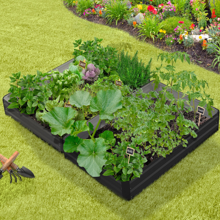 A buon mercato l'orto in metallo grigio - set di 2 | ID Market