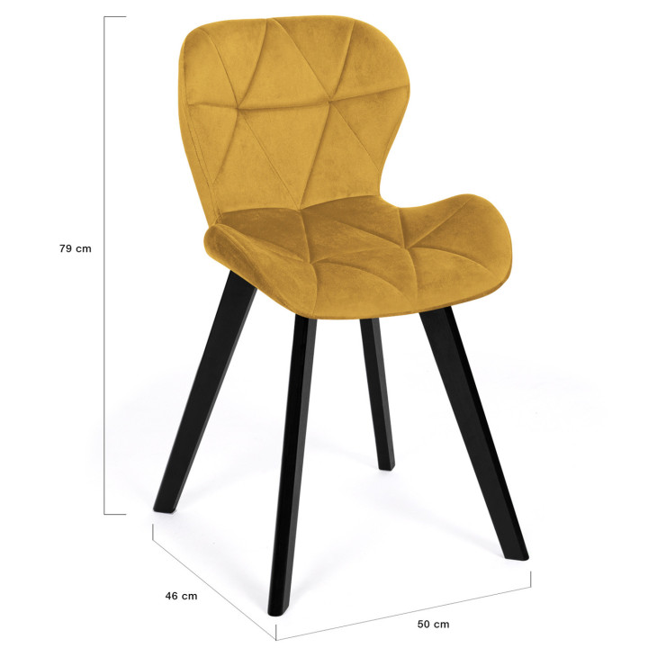 Set di 6 sedie in velluto blu, grigio e giallo - ROBINE | Anglaise IDMarket