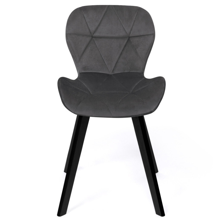 Set di 6 sedie in velluto grigio scuro con gambe nere - ROBINE | REGNO UNITO IDMarket