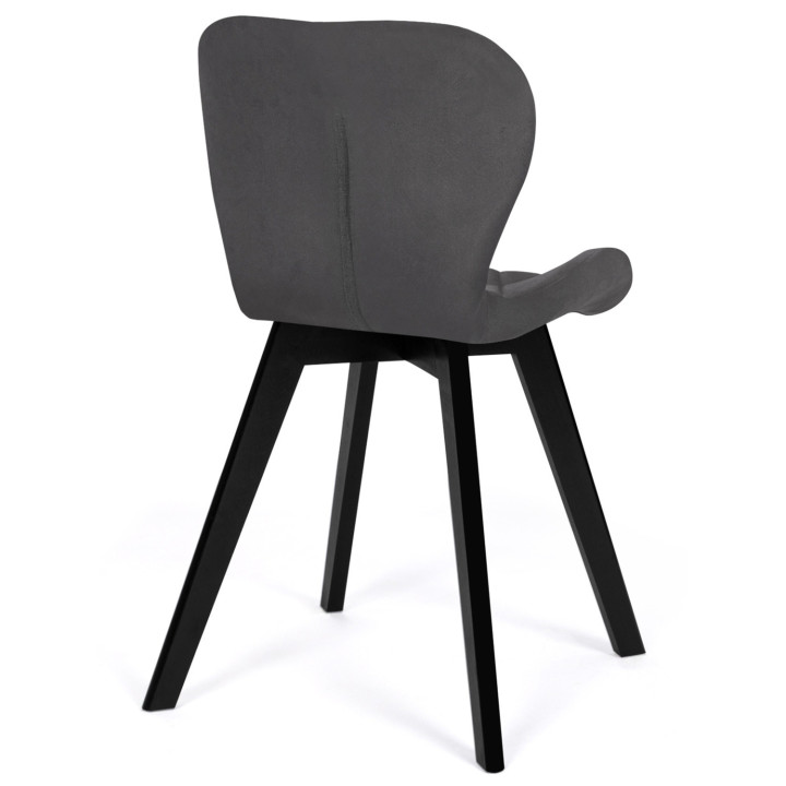 Set di 6 sedie in velluto grigio scuro con gambe nere - ROBINE | REGNO UNITO IDMarket