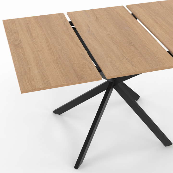Tavolo da pranzo quadrato allungabile 4-6 persone in legno e gambe a ragno nere 80-120 cm - ALIX | The ALIX Group IDMarket