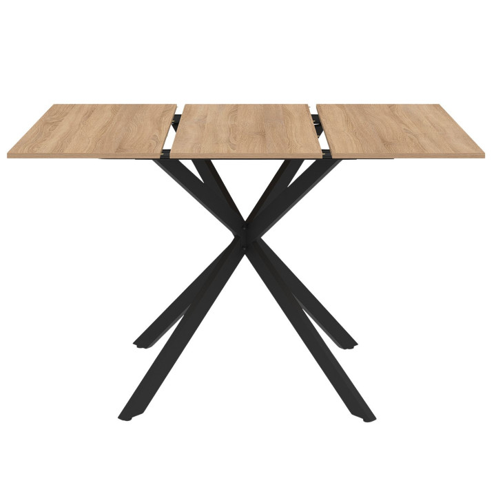 Tavolo da pranzo quadrato allungabile 4-6 persone in legno e gambe a ragno nere 80-120 cm - ALIX | The ALIX Group IDMarket