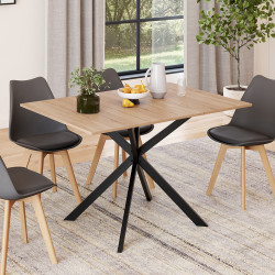 Tavolo da pranzo quadrato allungabile 4-6 persone in legno e gambe a ragno nere 80-120 cm - ALIX | The ALIX Group IDMarket