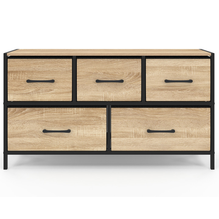 Cassettiera industriale in tessuto a 5 cassetti con portaoggetti