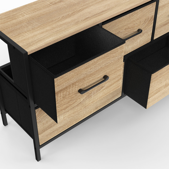 Cassettiera industriale in tessuto a 5 cassetti con portaoggetti