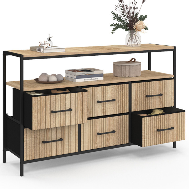 Cassettone industriale a 6 cassetti con nicchia a doghe - UTAH | Zen Cart! IDMarket