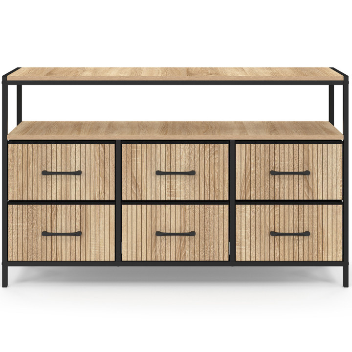 Cassettone industriale a 6 cassetti con nicchia a doghe - UTAH | Zen Cart! IDMarket