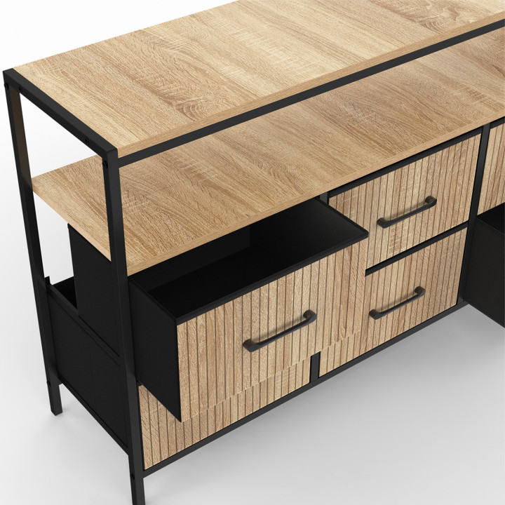 Cassettone industriale a 6 cassetti con nicchia a doghe - UTAH | Zen Cart! IDMarket