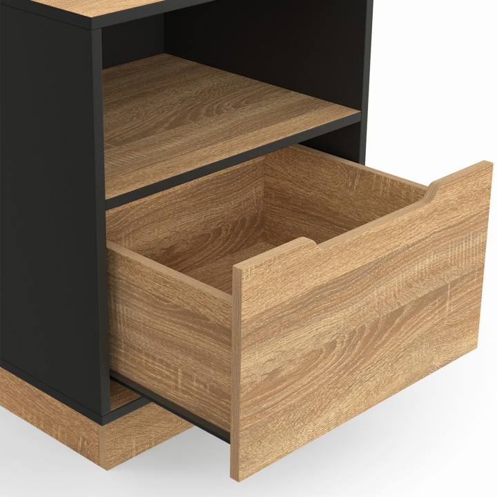 Set di 2 comodini con 1 cassetto e nicchia in faggio e nero - OXANA | IDMarket