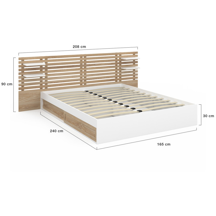 Letto matrimoniale 160 x 200 cm in faggio e bianco - SAVANA | IDMarket
