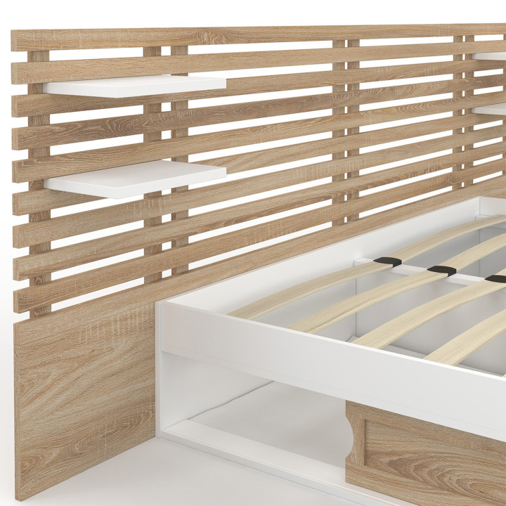 Letto matrimoniale 160 x 200 cm in faggio e bianco - SAVANA | IDMarket