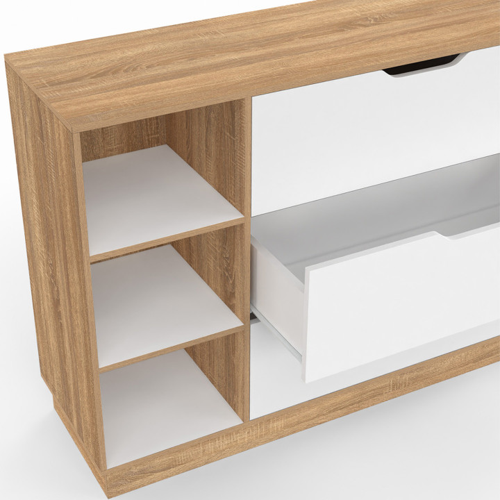 Cassettiera con 3 cassetti e 3 nicchie in faggio e bianco - OXANA | IDMarket