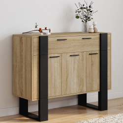 Credenza 100 cm con 3 ante e 1 cassetto in legno e nero - PHOENIX | Zen Cart! IDMarket