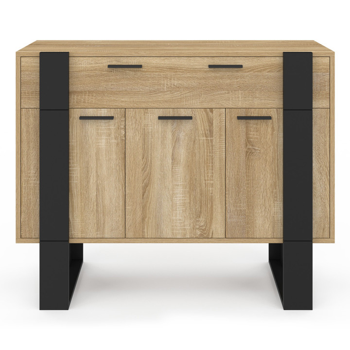 Credenza 100 cm con 3 ante e 1 cassetto in legno e nero - PHOENIX | Zen Cart! IDMarket