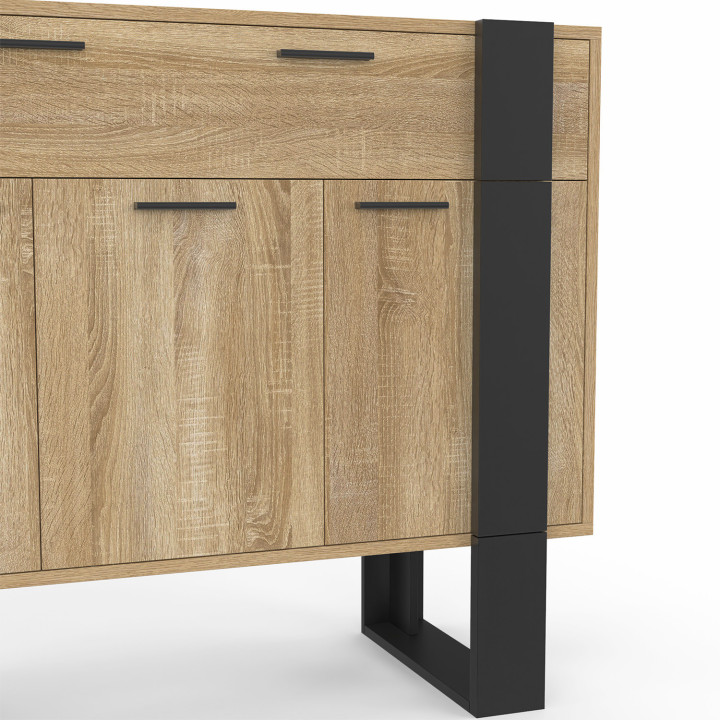 Credenza 100 cm con 3 ante e 1 cassetto in legno e nero - PHOENIX | Zen Cart! IDMarket