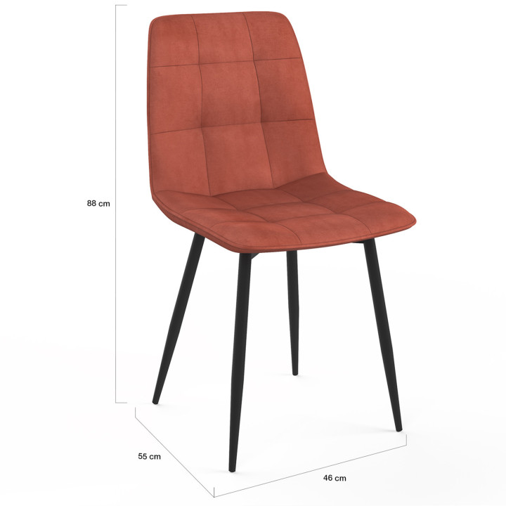 Set di 4 sedie da pranzo in velluto terracotta - MILA | IDMarket