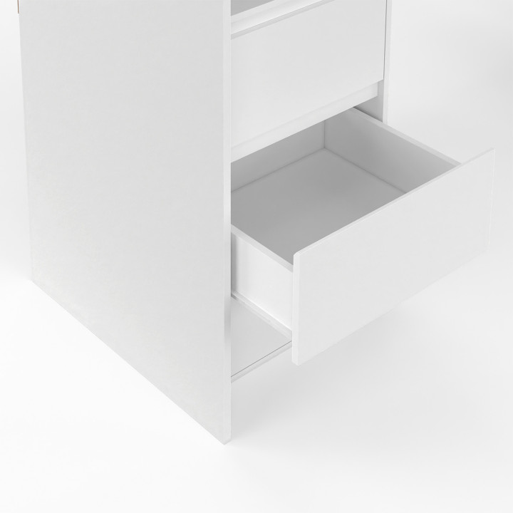 Armadio doppio estensibile 120/180 cm bianco con 6 cassetti + ripiani + armadio doppio + tenda grigia - MERYL | IDMarket