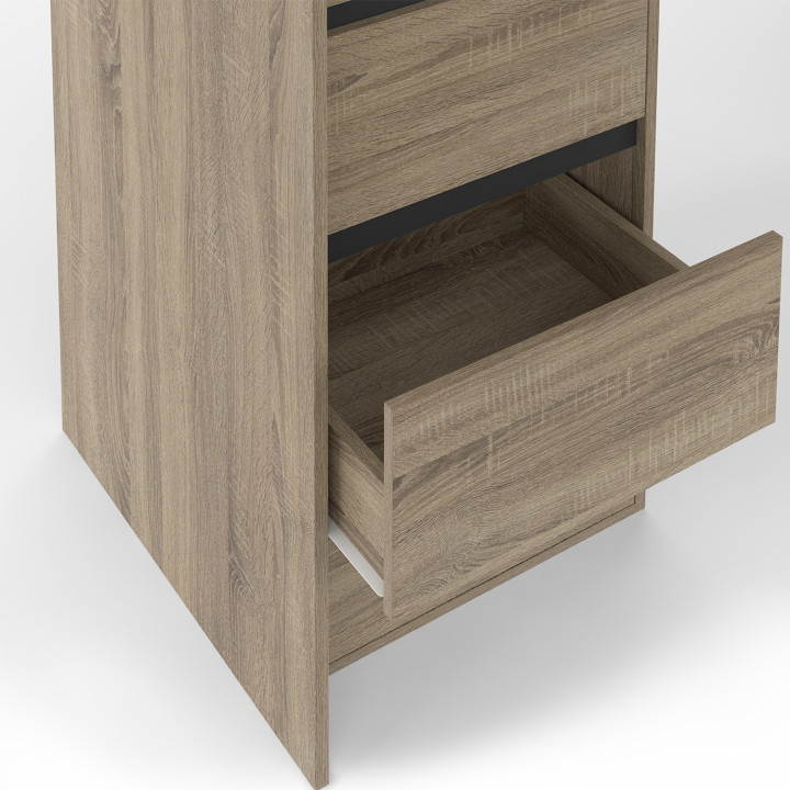 Armadio doppio allungabile 120/180 cm in faggio con 6 cassetti + ripiani + armadio doppio + tenda nera - MERYL | IDMarket