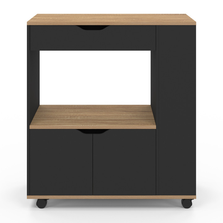 Credenza per microonde con cassetto e portaspezie, in legno nero - COSI | IDMarket