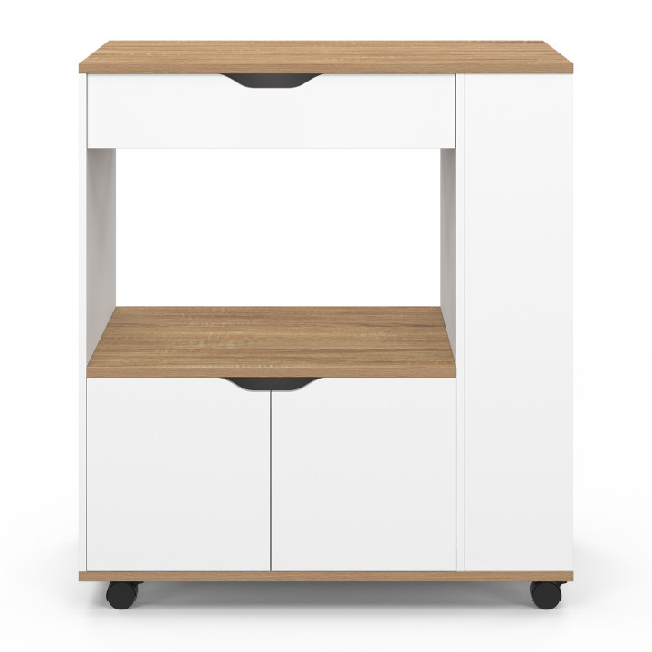 Credenza da cucina a microonde con cassetto e portaspezie, in legno bianco - COSI | IDMarket