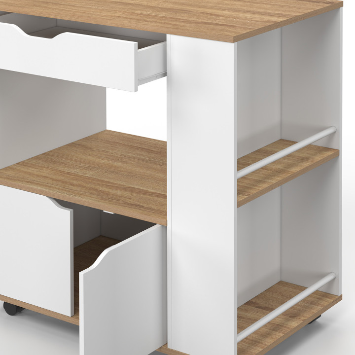 Credenza da cucina a microonde con cassetto e portaspezie, in legno bianco - COSI | IDMarket